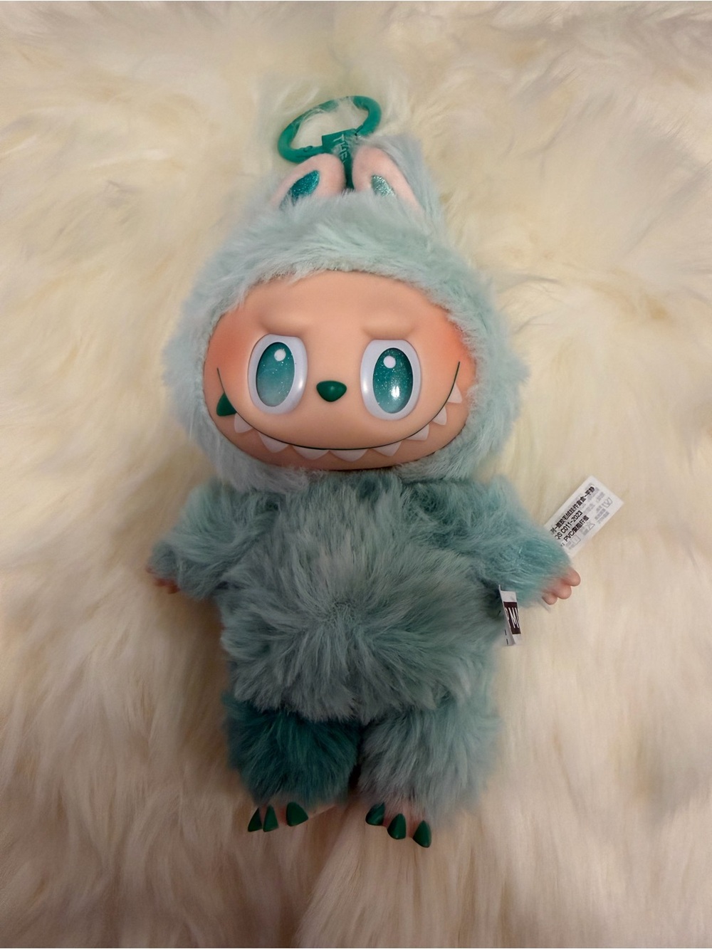 Authentic Popmart Labubu Mint Green Fuzzy Calm Monster Plush Keychain